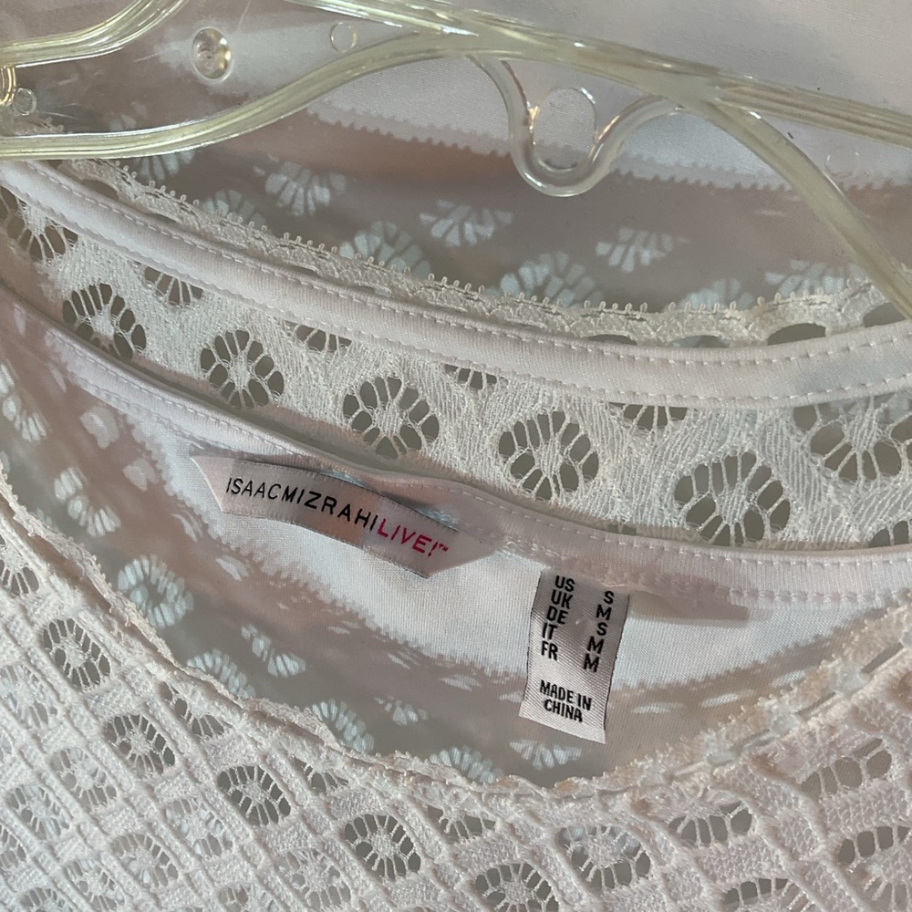 Isaac Mizrahi Small Short Cap Sleeve White Lace Mini Dress Summer Sundress - Picture 2 of 10
